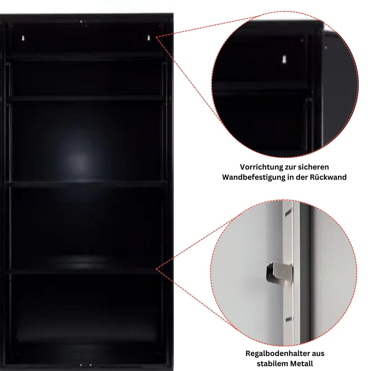 STAHLSCHRANK Bee mit 10 lackierten Fachböden 195x92x42 cm Korpusfarbe Schwarz Frontfarbe Verkehrsweiß - Weiß, Metall (92/195/42cm)