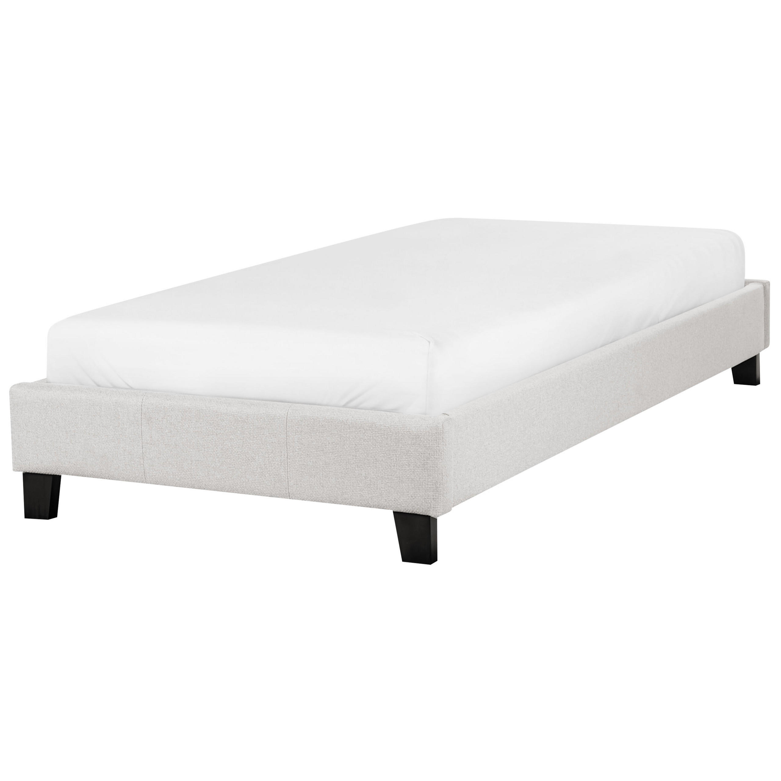 POLSTERBETT Grau-Dunkler Holzfarbton 90-200 cm Roanne - Dunkelbraun/Grau, Textil (90/200cm) - Beliani