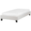 POLSTERBETT Grau-Dunkler Holzfarbton 90-200 cm Roanne - Dunkelbraun/Grau, Textil (90/200cm) - Beliani