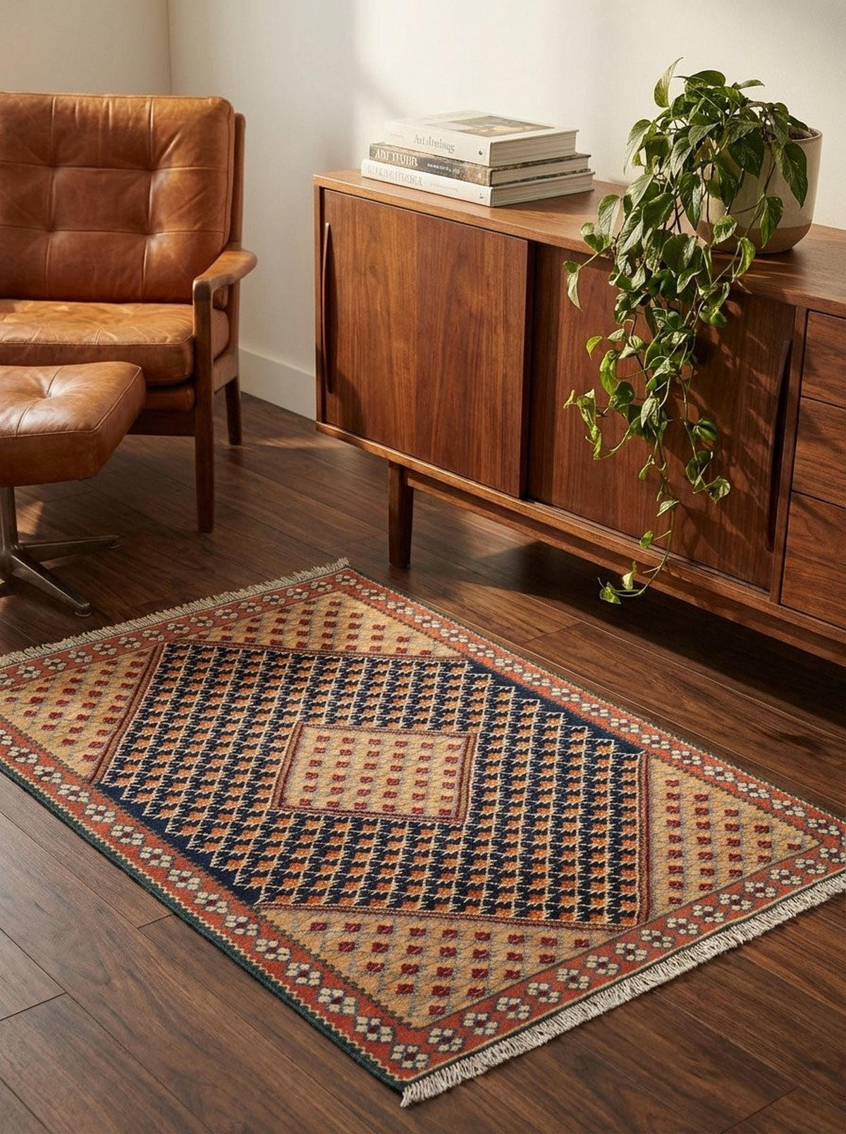 HANDWEBTEPPICH Kelim Senneh Blau 150/106 cm Schurwolle - Blau, Textil (106/150cm) - Looma