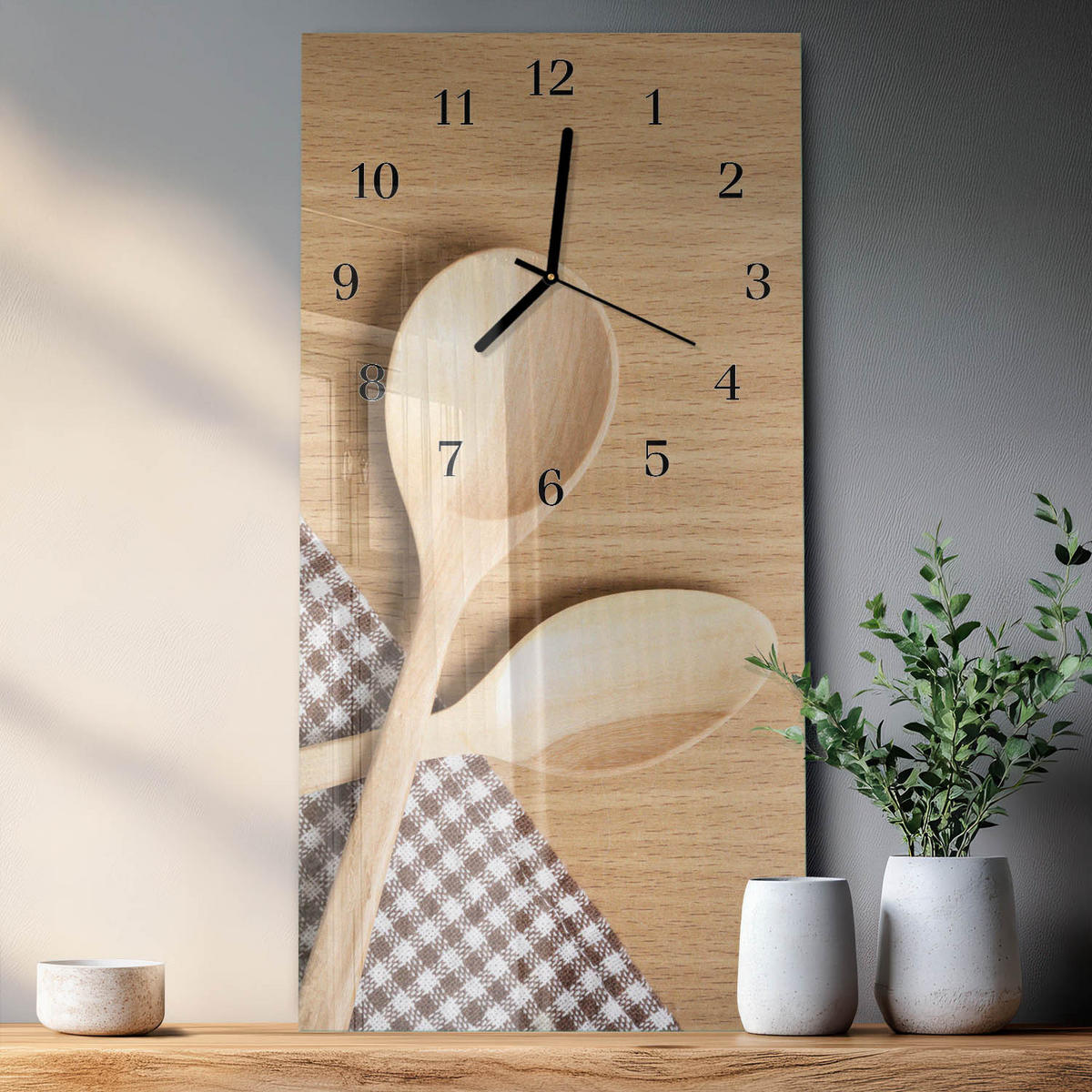 WANDUHR 60x30 cm - Abstraktion - Beige, Glas (30/60/0.4cm) - TULUP
