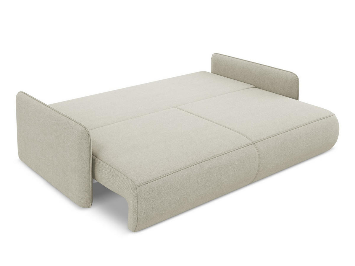 3-SITZER SOFA mit Schlaffunktion Strukturstoff Stoff Beige - Beige/Creme, Kunststoff/Textil (216/86/105cm) - Makamii