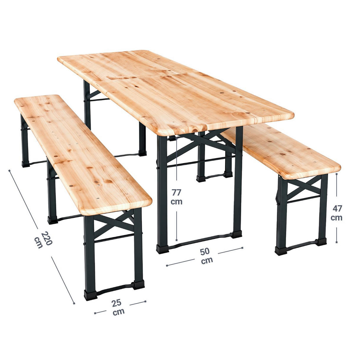 BIERZELTGARNITUR Passau 3-tlg. - Braun, Holz/Metall - Juskys