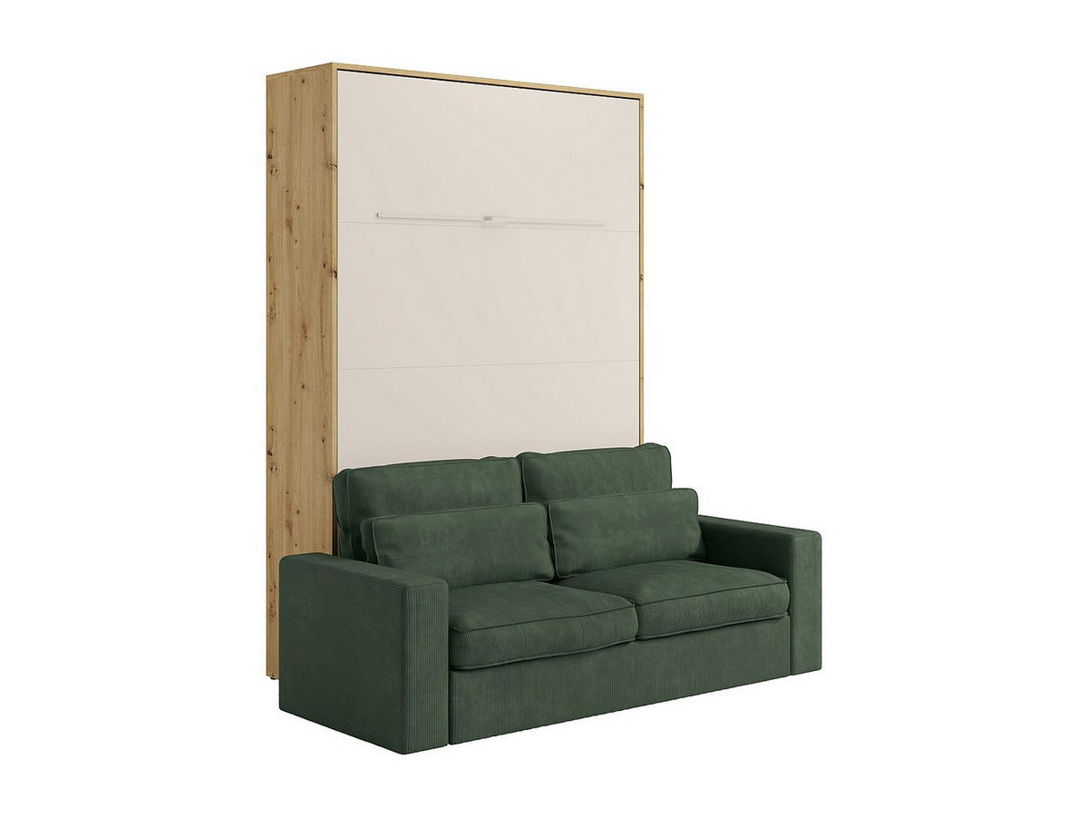 SCHRANKBETT - 2 Personen - Holz, Platte - Beige, Naturfarben Hell - - Beige/Naturfarben, Holz/Metall (160/200cm) - Vente-Unique