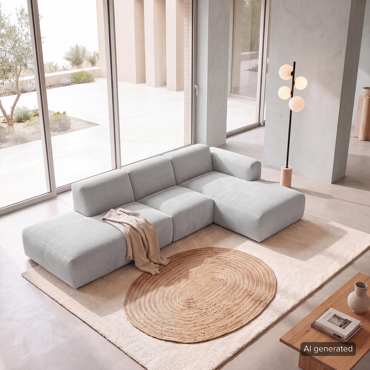 ECKSOFA mit Chaiselongue - Schwarz/Grau, Kunststoff/Textil (290/173cm) - home24