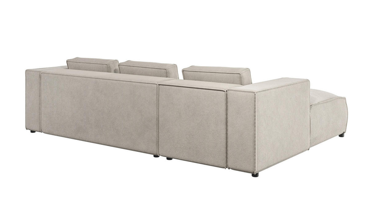 ECKSOFA Nova Beige Cord - Beige/Schwarz, Holz/Kunststoff (262/176cm) - S-Style Möbel