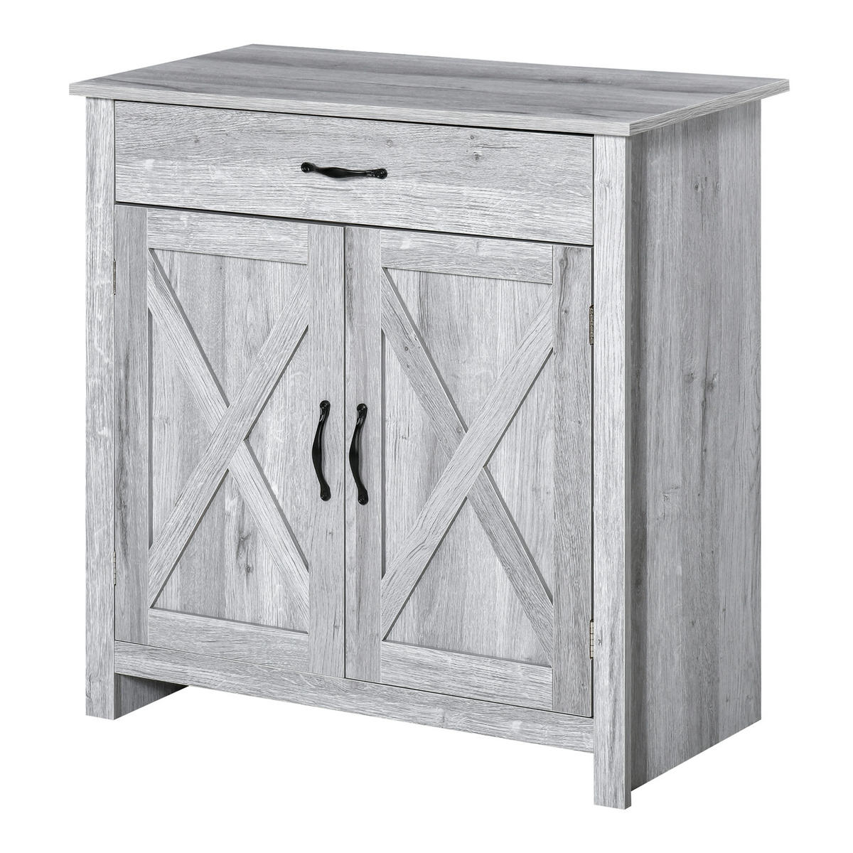 SIDEBOARD Hellgrau Holzoptik 80/39,7/80 cm - Grau, Holz (80/80/39.7cm) - PANGIVO