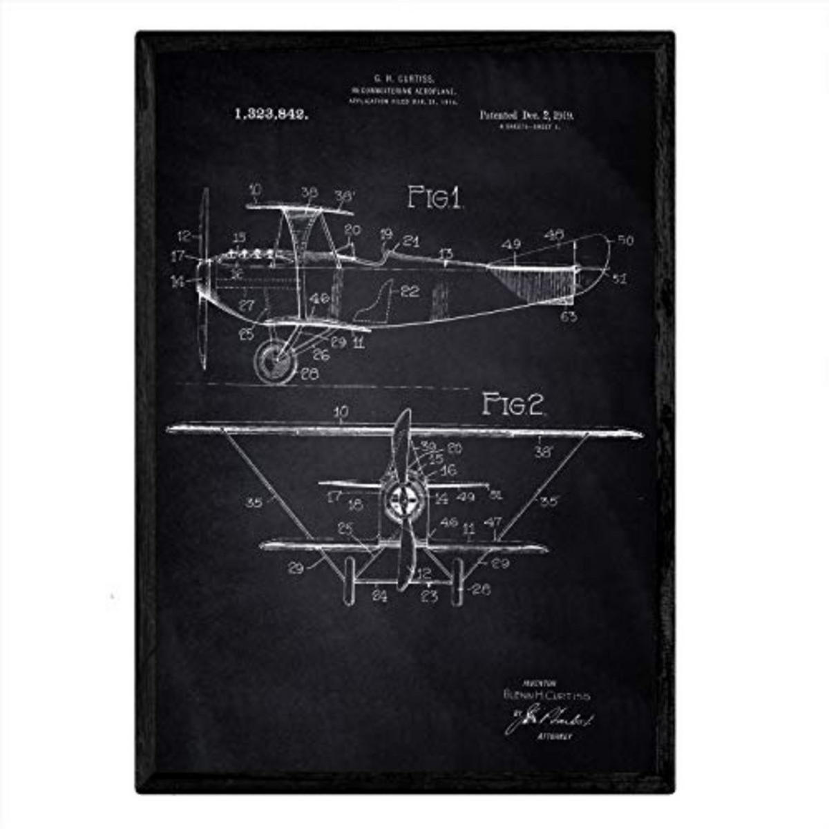 POSTER Aufklärungsflugzeug Patent A3 Rahmenlos - Klar, Papier (29.7/5/42cm) - Nacnic