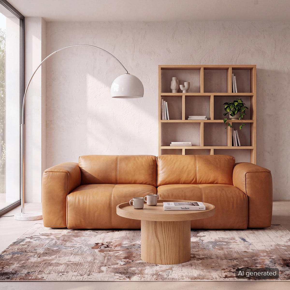 2-SITZER SOFA - Cognac/Schwarz, Leder/Kunststoff (220/71/102cm) - home24
