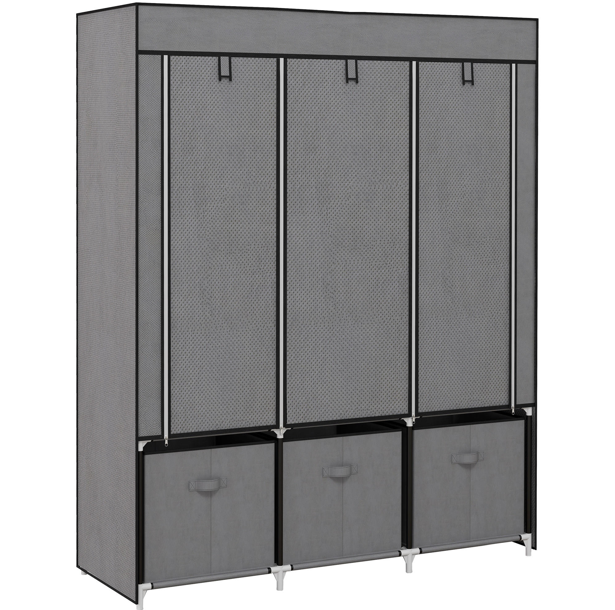 KLEIDERSCHRANK 125/162,5/43 cm Dunkelgrau aus Stahl mit Reißverschluss - Dunkelgrau, Metall (43/162.5/125cm) - OKMYHOME