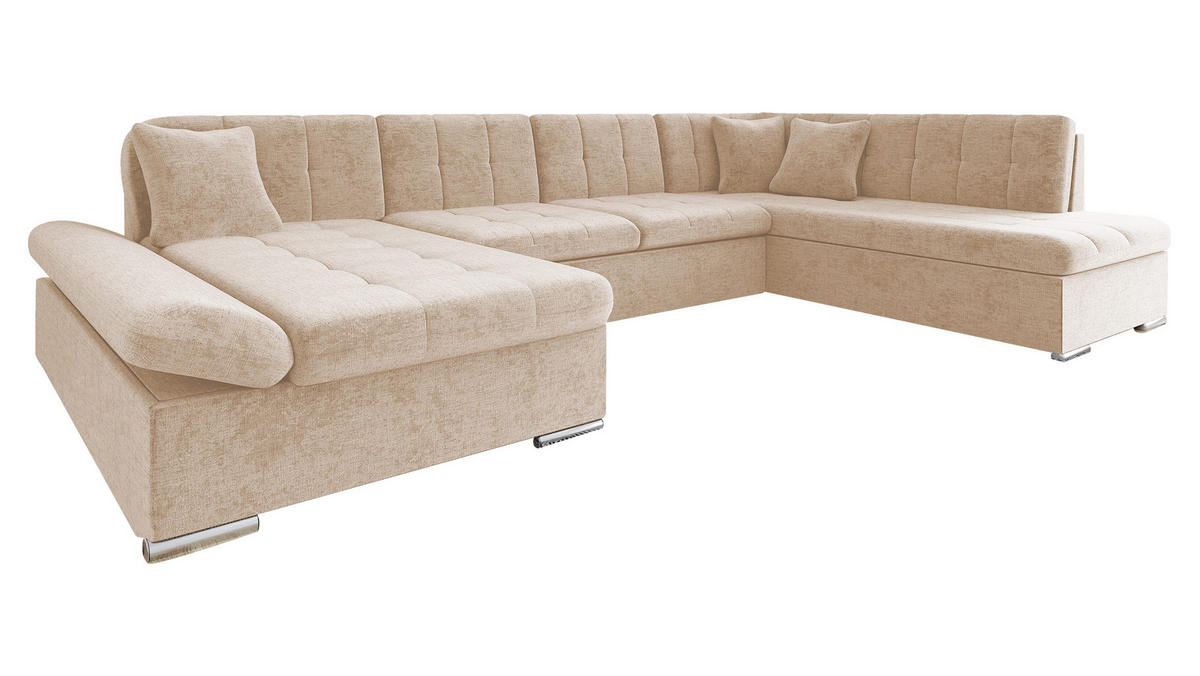ECKSOFA Bergen, Seite: Links - Silberfarben/Sahara, Holz/Textil (345/76/205cm) - MIRJAN24