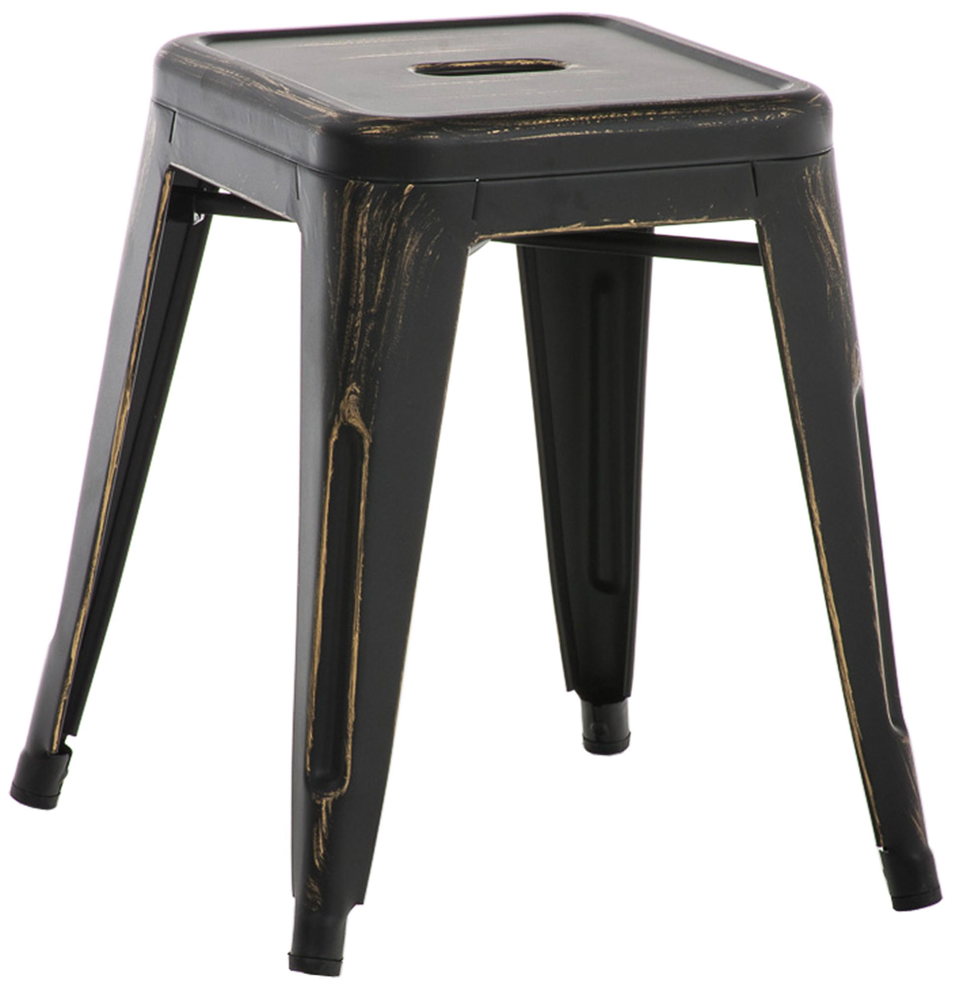 SITZHOCKER Arvida antik schwarz-gold - Schwarz, Metall (40/46/40cm) - TPFLiving