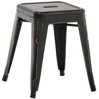 SITZHOCKER Arvida antik schwarz-gold - Schwarz, Metall (40/46/40cm) - TPFLiving