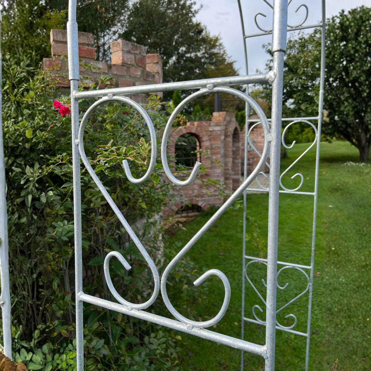 ROSENBOGEN Metall Verzinkt Massiv 120 cm Torbogen - Grau, Metall (120/230/36cm) - DanDiBo
