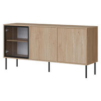 SIDEBOARD Domi 150 3D - Eichefarben/Schwarz, Holzwerkstoff/Metall (151/75/40cm) - MIRJAN24
