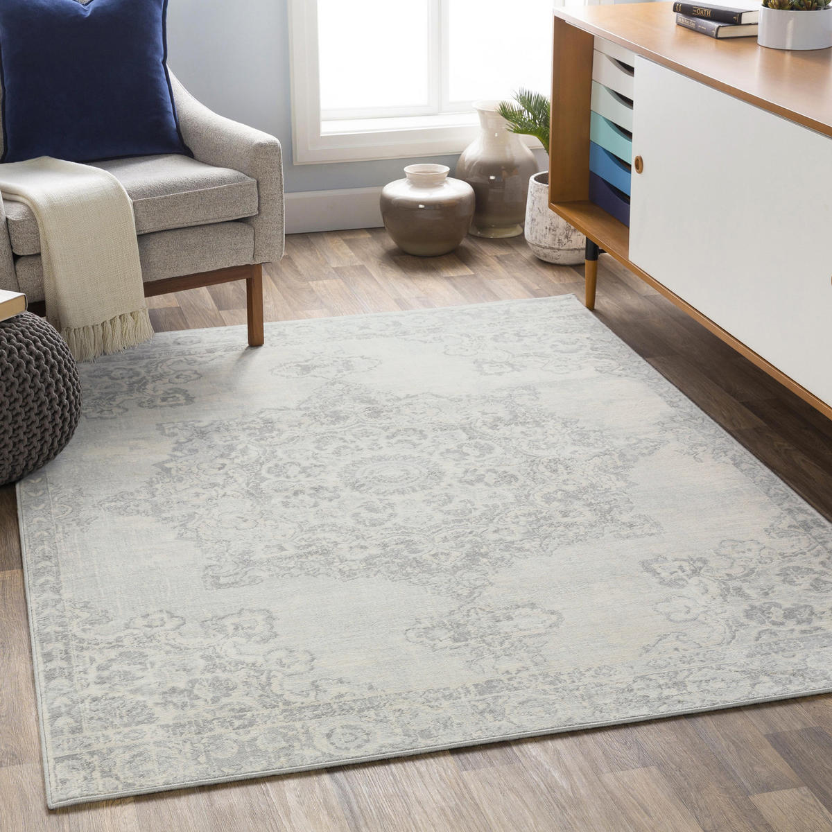 VINTAGE-TEPPICH 120x170 cm Grau - Grau, Naturmaterialien/Textil (140/200cm) - LIVABLISS