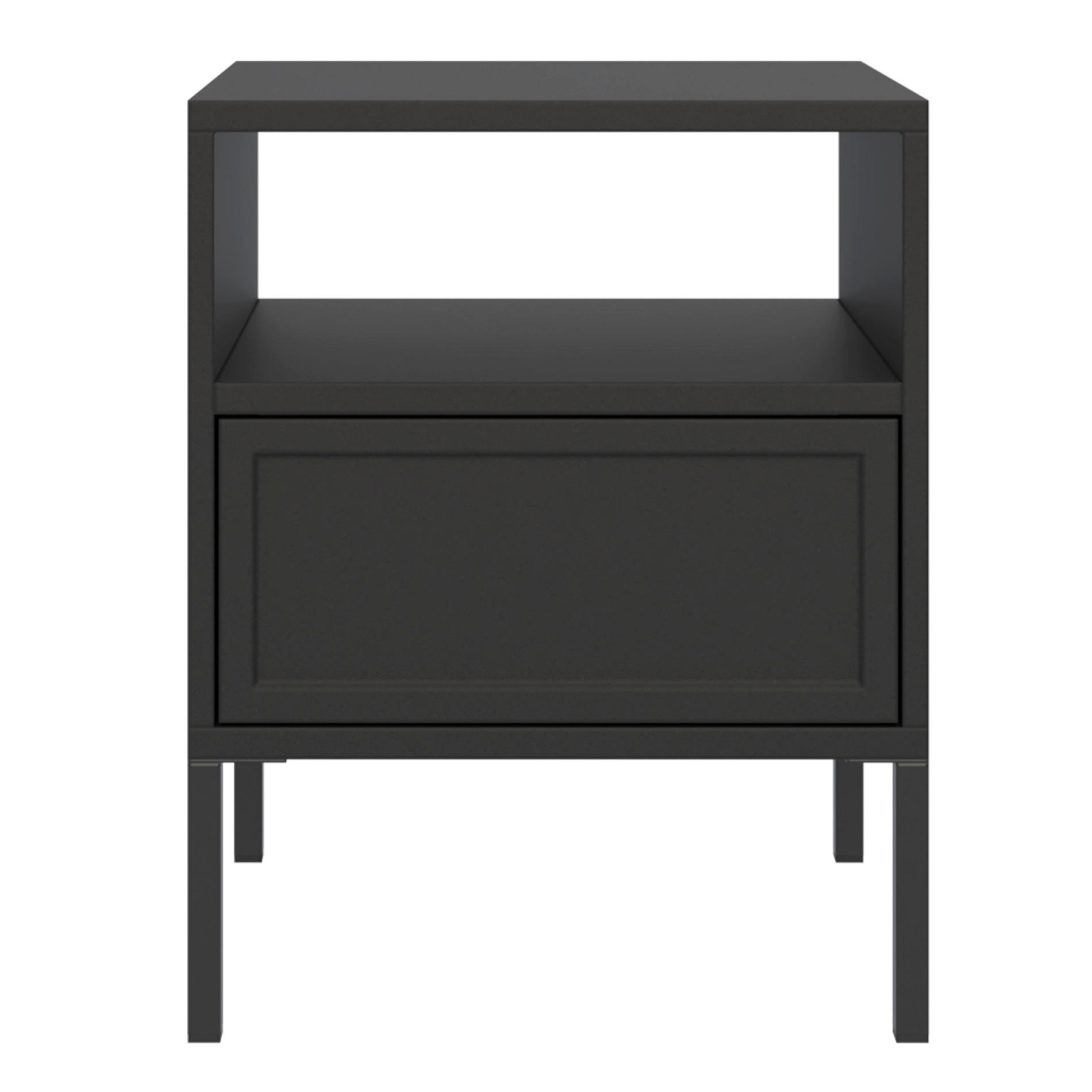 NACHTTISCH VELVETO schwarz 50 cm - Schwarz, Holzwerkstoff/Metall (45/54/40cm) - Selsey
