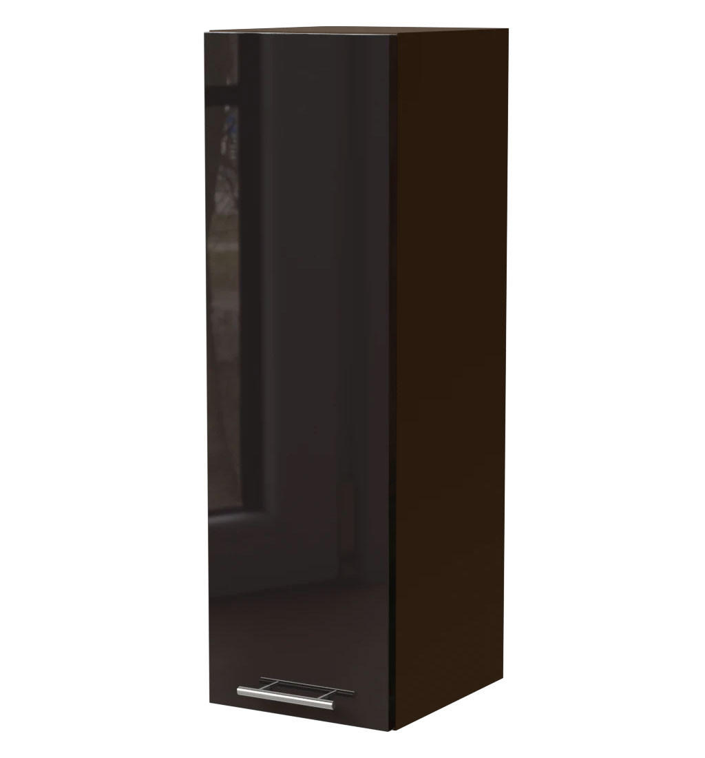 KÜCHENHÄNGESCHRANK W4/30 Essen Schwarz Hochglanz / Lava Matt 30 / 32,5 / 96cm - Schwarz Hochglanz/Dunkelgrau, Holz/Holzwerkstoff (30/96/32.5cm) - Feldmann-Wohnen