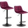 BARHOCKER 2er Set, aus Samt und Metall, Bordeaux - Bordeaux/Schwarz, Textil/Metall (42.5/82.5/38.5cm) - Woltu