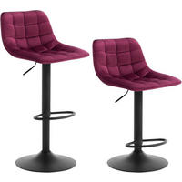BARHOCKER 2er Set, aus Samt und Metall, Bordeaux - Bordeaux/Schwarz, Textil/Metall (42.5/82.5/38.5cm) - Woltu