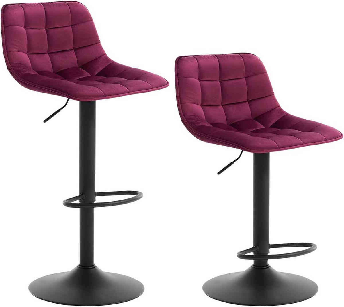 BARHOCKER 2er Set, aus Samt und Metall, Bordeaux - Bordeaux/Schwarz, Textil/Metall (42.5/82.5/38.5cm) - Woltu