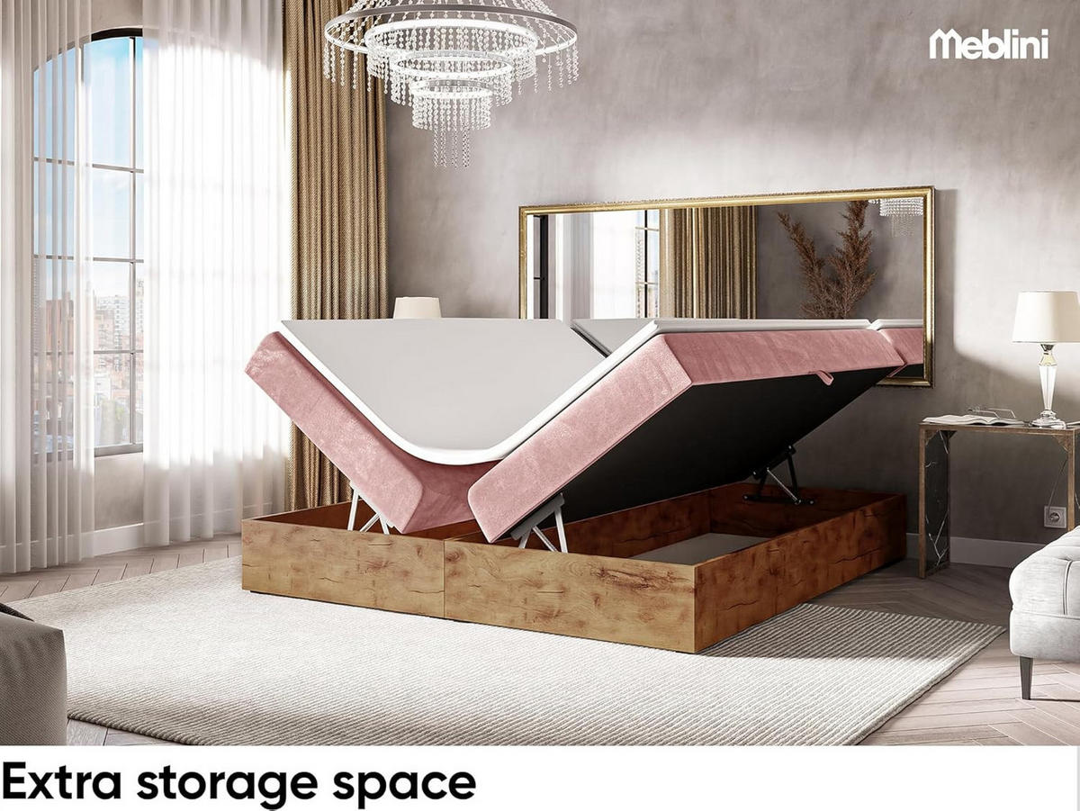 BOXSPRINGBETT LOFTY BOX - Rosa, Holzwerkstoff (200/220cm) - Meblini