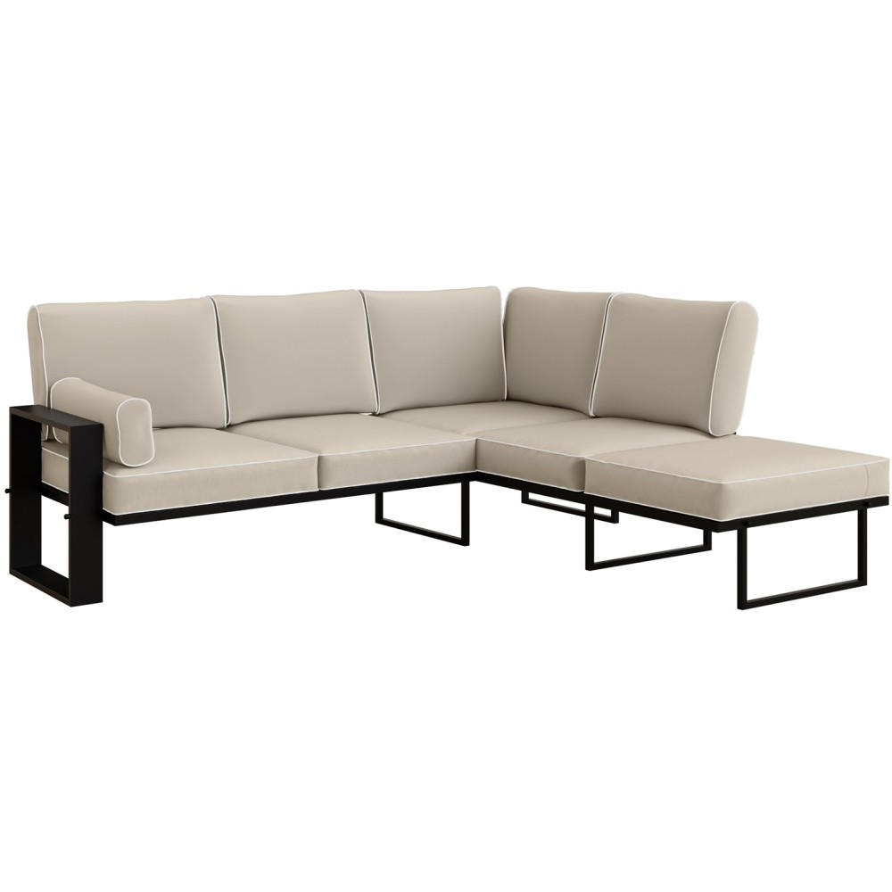 LOUNGEECKTEIL Verdino mit Metallrahmen 207 cm beige - Beige, Metall (207/90/199cm) - Beautysofa