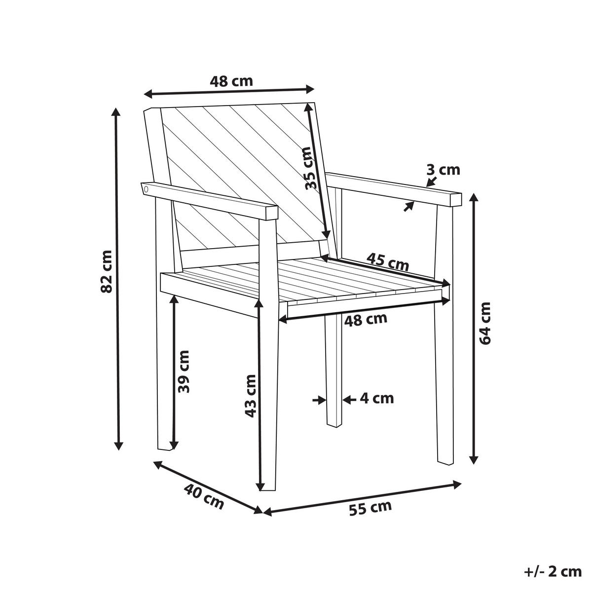 GARTENSTUHL Akazienholz hellbraun Baratti - Hellbraun, Holz (55/82/40cm) - Beliani