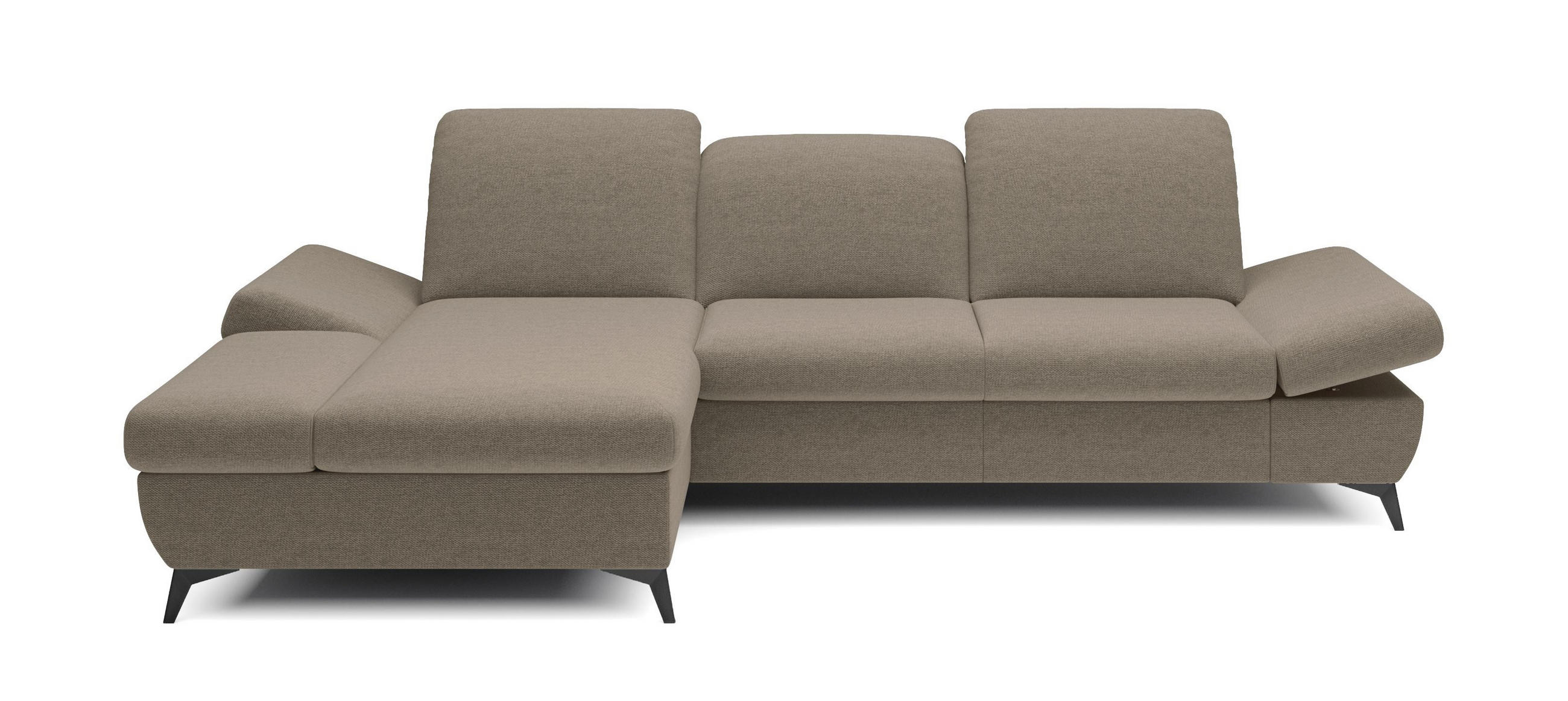 ECKSOFA FELICE L-S Beige Geflochtener Stoff mit Schlaffunktion - Sandfarben, Holz (284/166cm) - MASSENO