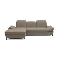 ECKSOFA FELICE L-S Beige Geflochtener Stoff mit Schlaffunktion - Sandfarben, Holz (284/166cm) - MASSENO