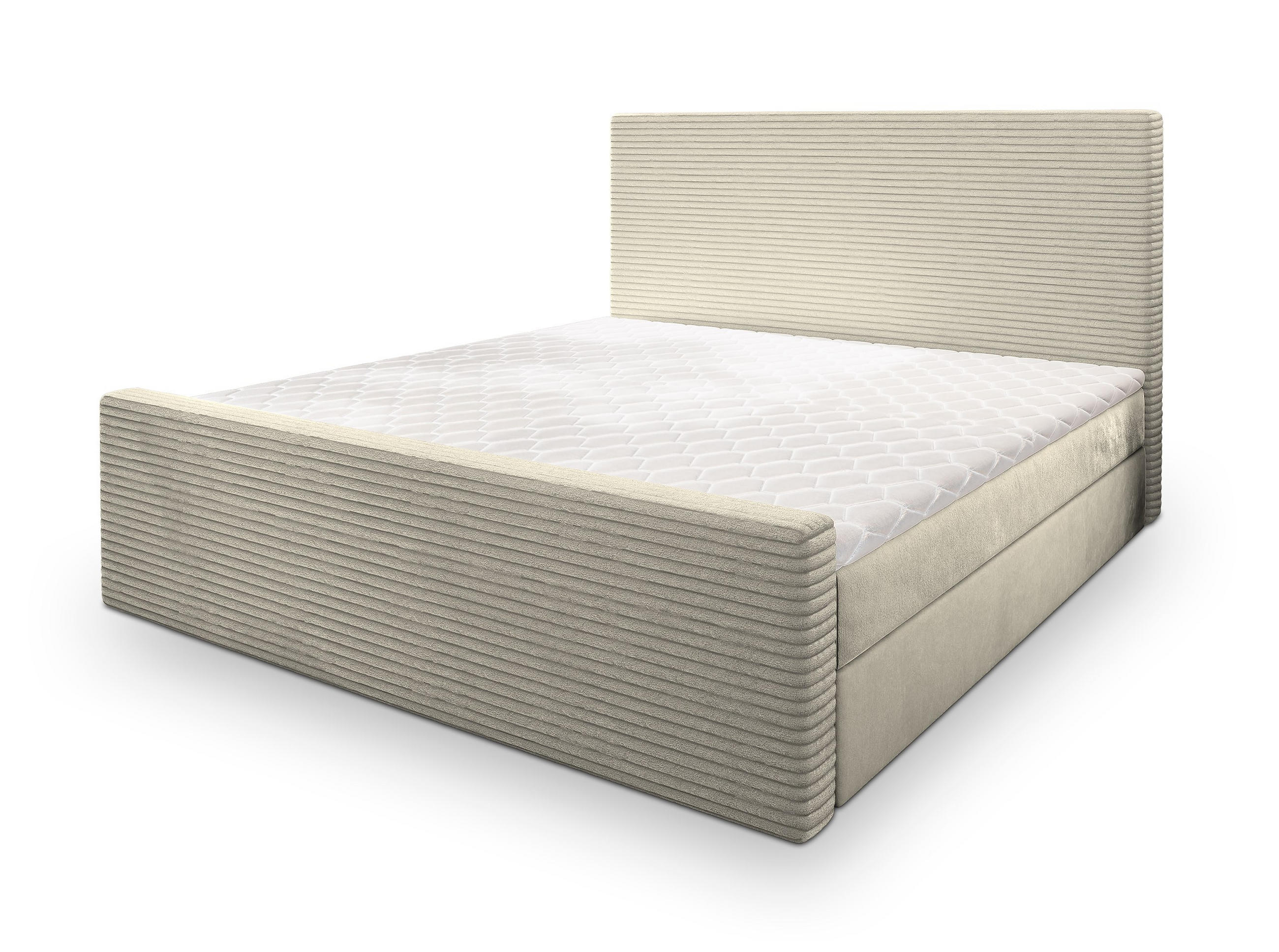 BOXBETT ALORIA 140x200 cm mit Matratze und Topper - Creme - Creme, Holz (140/200cm) - MASSENO