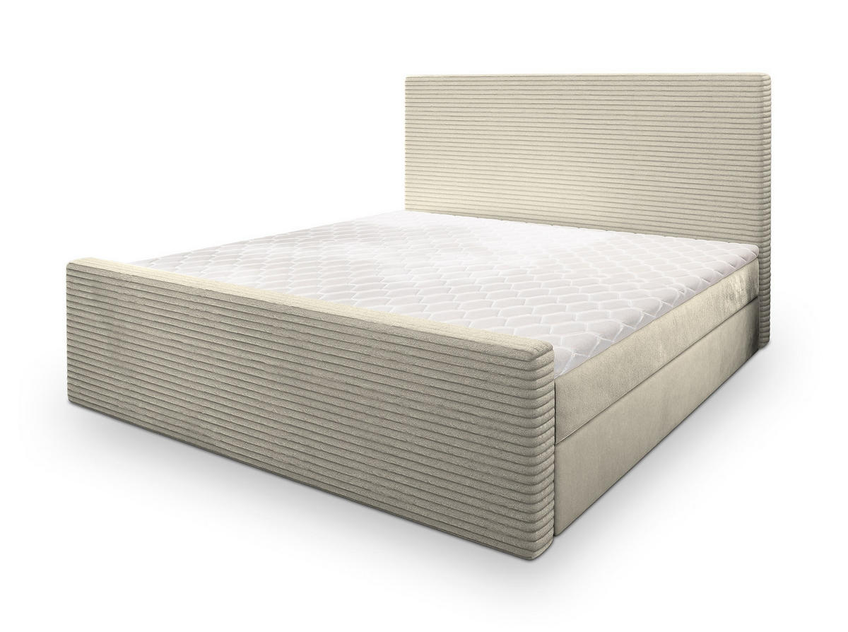 BOXBETT ALORIA 140x200 cm mit Matratze und Topper - Creme - Creme, Holz (140/200cm) - MASSENO