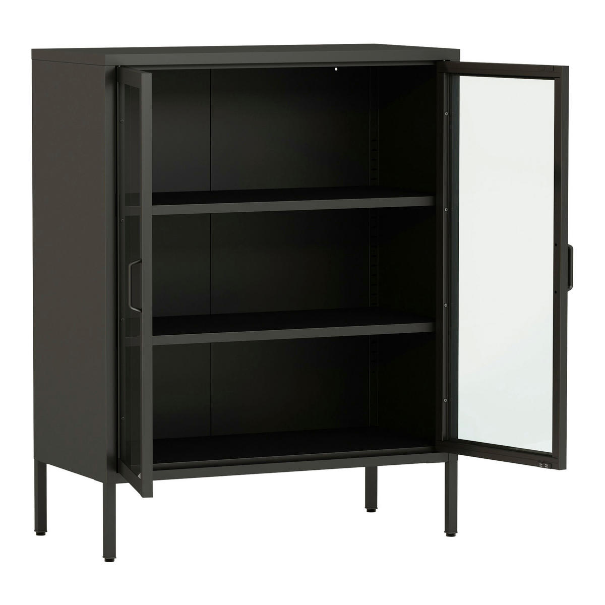 VITRINE Fauske - Schwarz, Metall (80/101.5/40cm) - [en.casa]