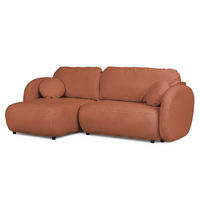 ECKSOFA Candy mit Schlaffunktion Terrakotta Bouclé-Stoff - Ottomane links - Terra cotta/Schwarz, Holz/Kunststoff (230/146cm) - S-Style Möbel