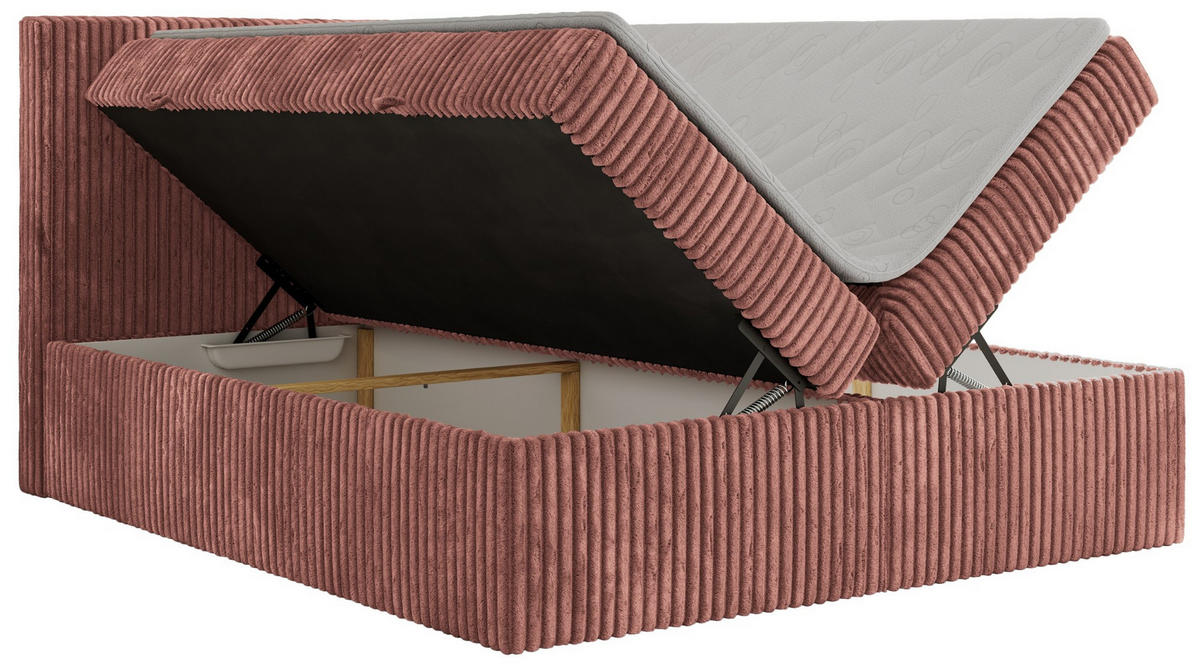 BOXBETT TILIANO 180/200 - Rosa Cord - H3 - Rosa, Textil (180/200cm)