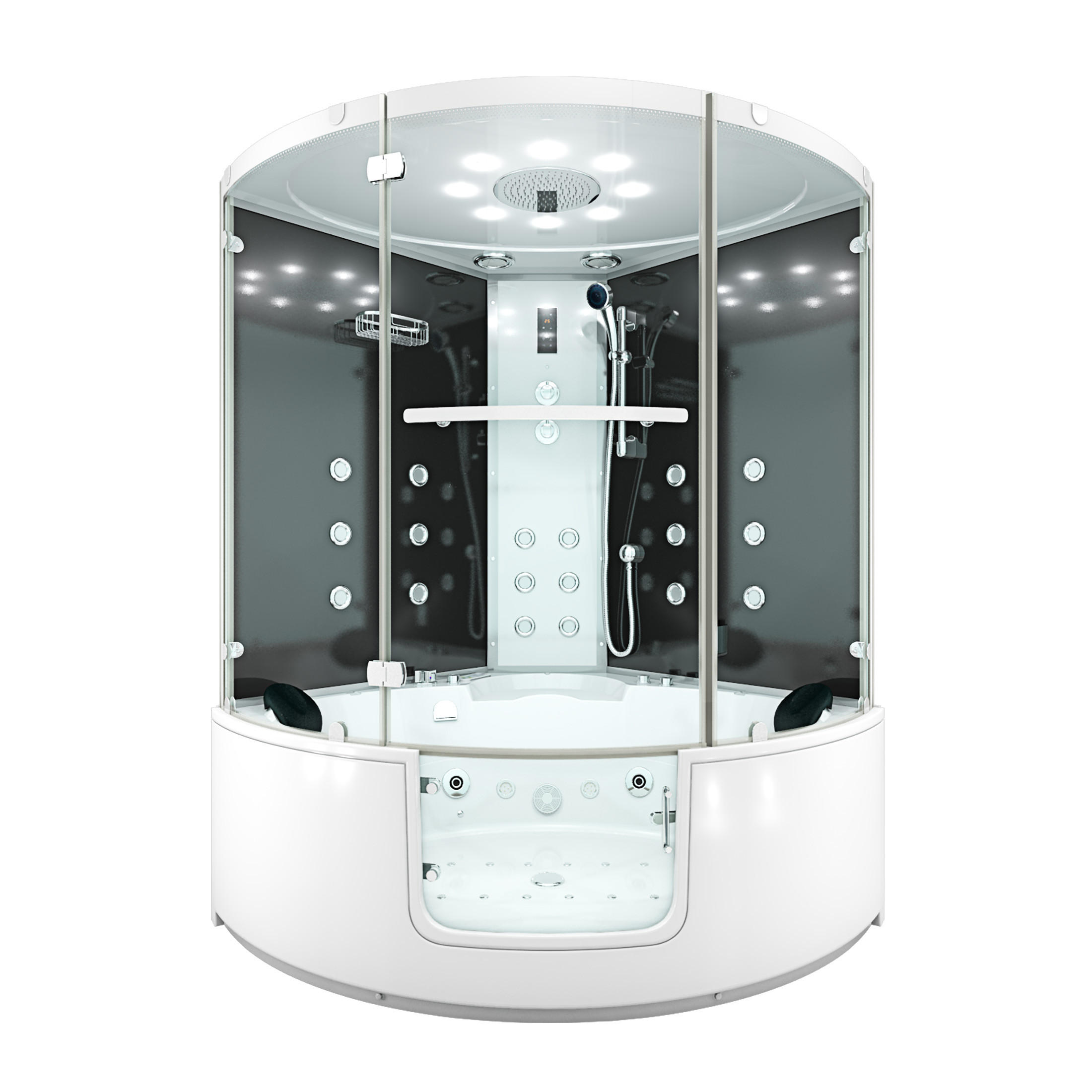 DAMPFDUSCHE Whirlpool K60-SW-EH-EC-SC - Schwarz, Glas/Kunststoff (140/140/210cm) - AcquaVapore by Sandra Jentho