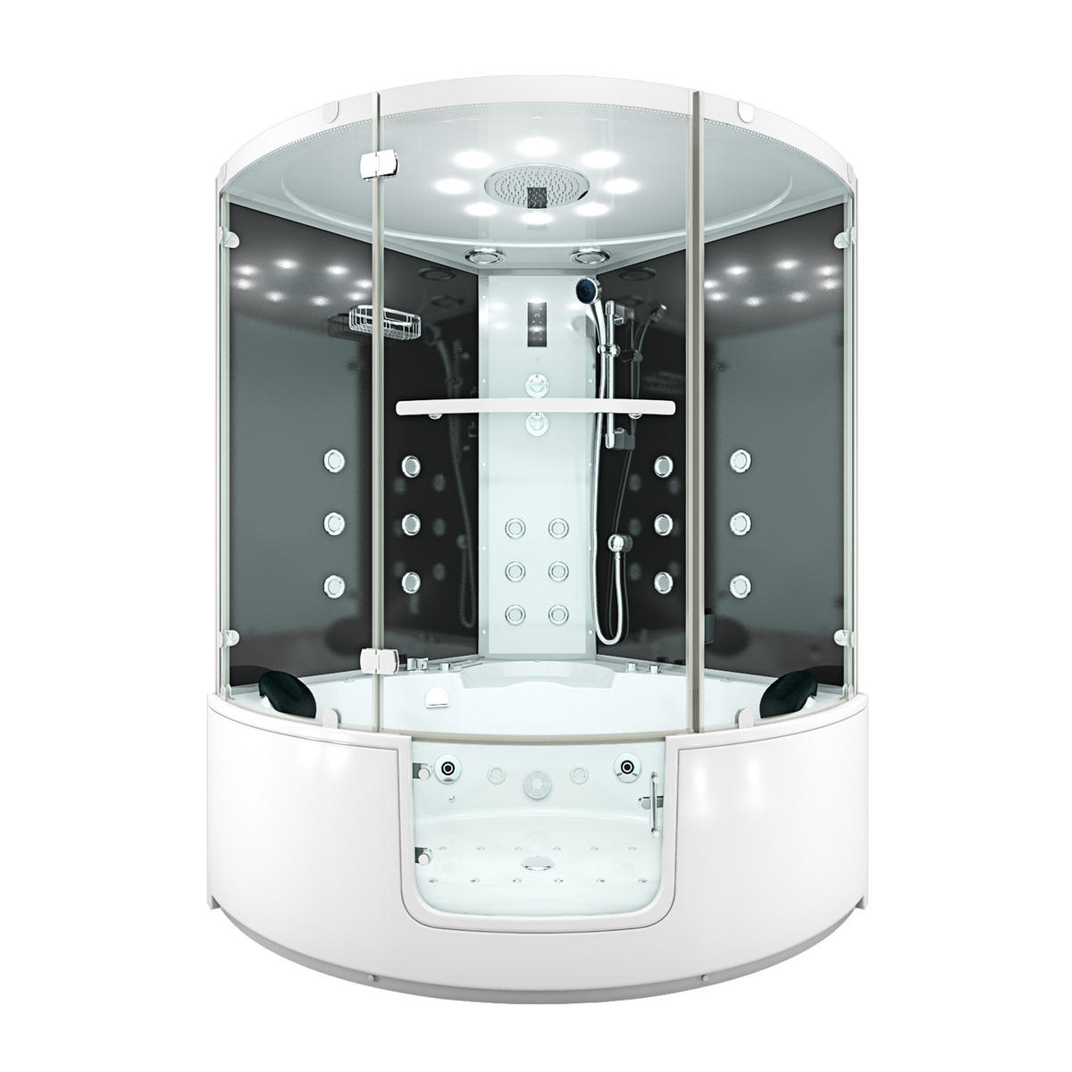 DAMPFDUSCHE Whirlpool K60-SW-EH-EC-SC - Schwarz, Glas/Kunststoff (140/140/210cm) - AcquaVapore by Sandra Jentho