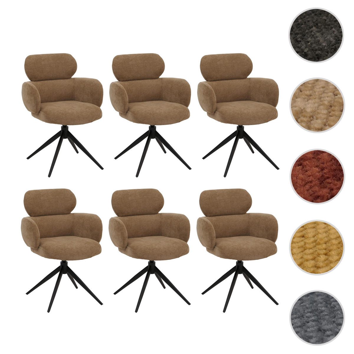 ESSZIMMERSTUHL Braun 6er-Set - Braun, Textil (61/86/69cm) - MCW