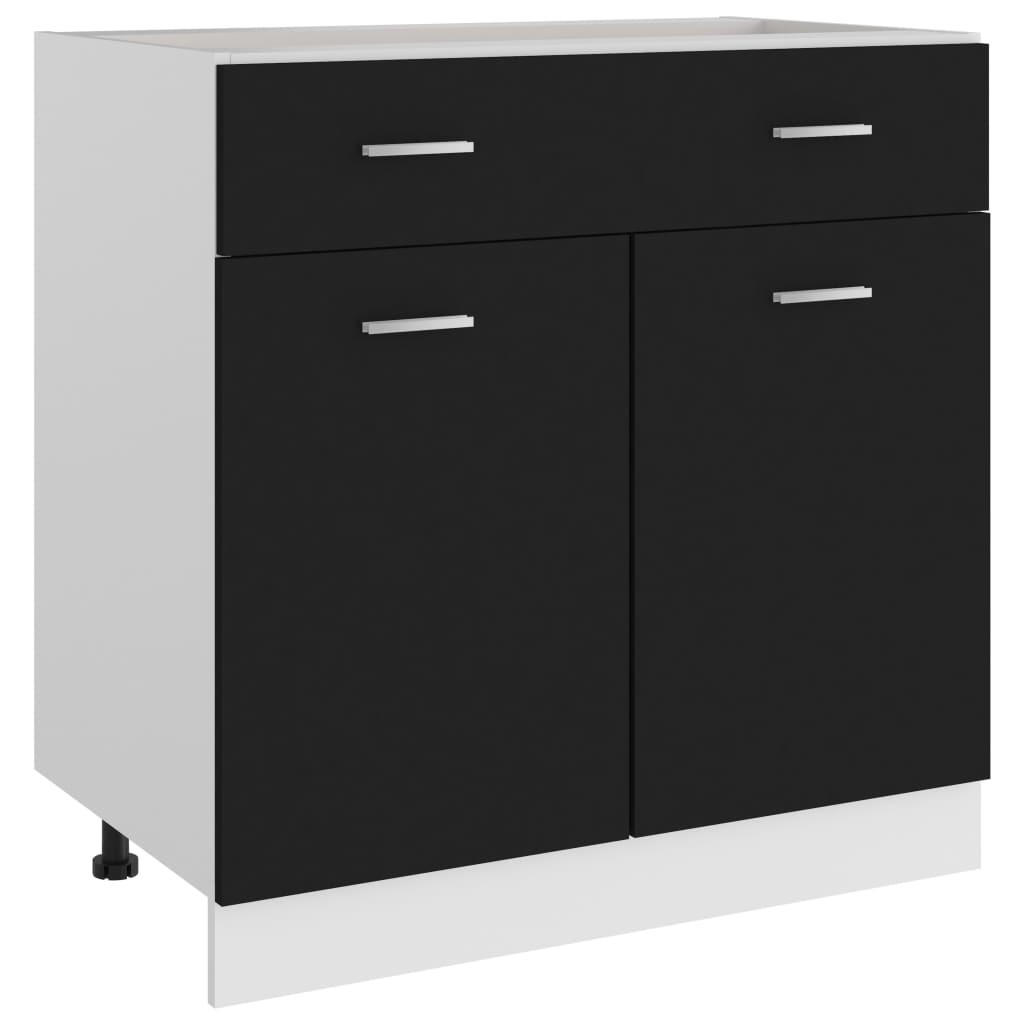 vidaXL Schubunterschrank Schwarz 80x46x46 cm
