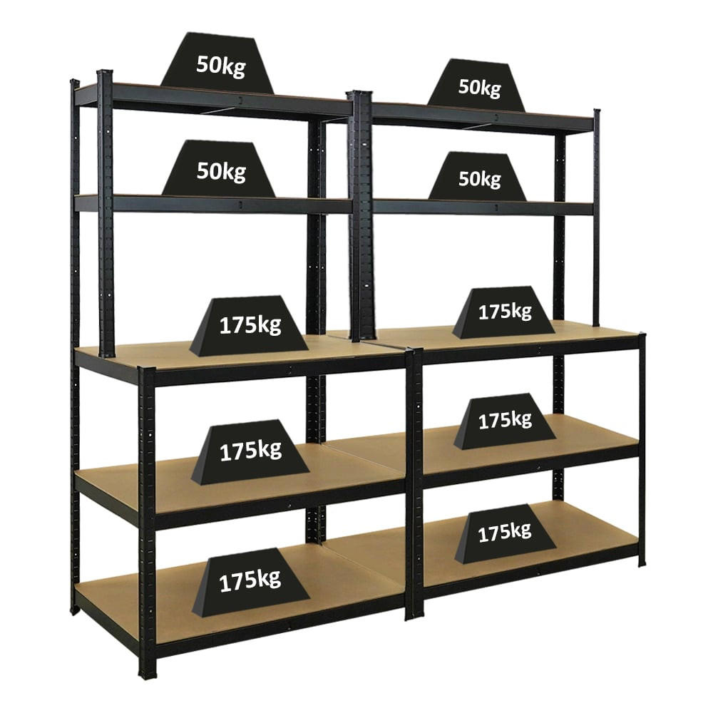 WERKBANK Giant Beast 2er-Set 180x100x60cm Fachlast 175kg Schwarz - Schwarz, Metall (200/180/60cm) - PROREGAL
