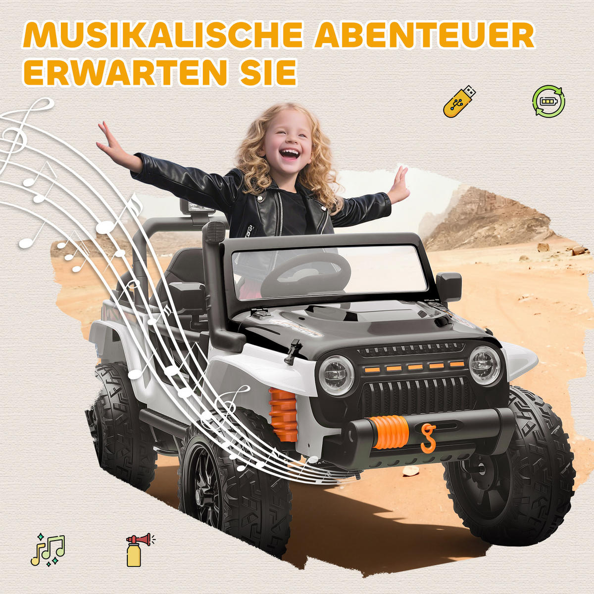 KINDER Elektroauto 12V Kinderauto Elektrisch mit Fernbedienung 2 Motor Hupe LED - Weiß, Metall (123.5/70.3/71.3cm) - AIYAPLAY
