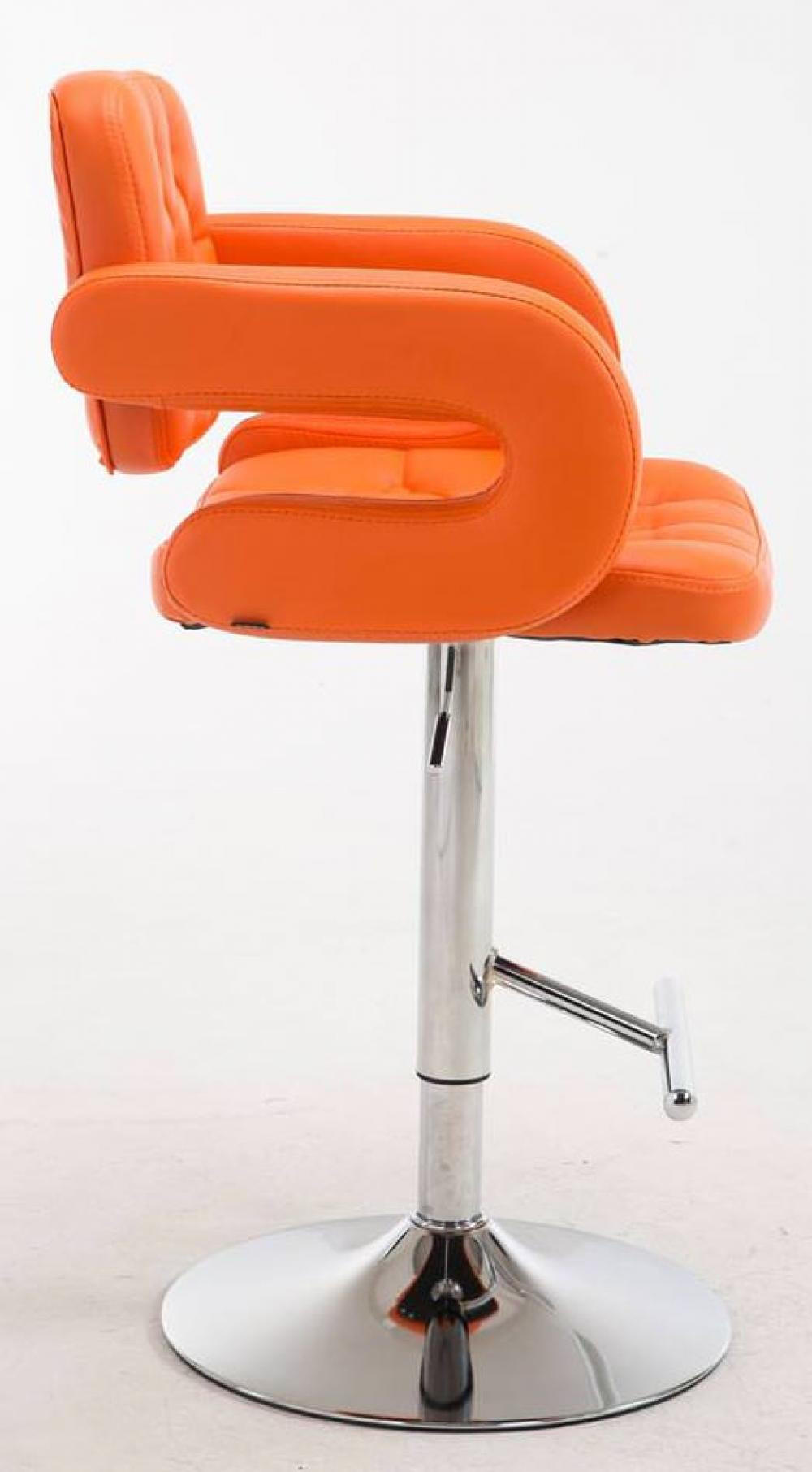 BARHOCKER 2er Set Lederlook orange - Chromfarben/Orange, Textil/Metall (62/103/55cm) - CLP
