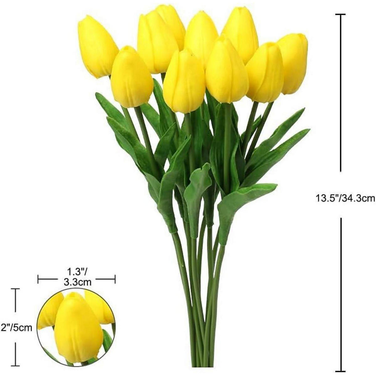 KUNSTBLUMEN Tulpen 10 Stück Set Gelb 34 cm - Gelb, Kunststoff (3.3cm)