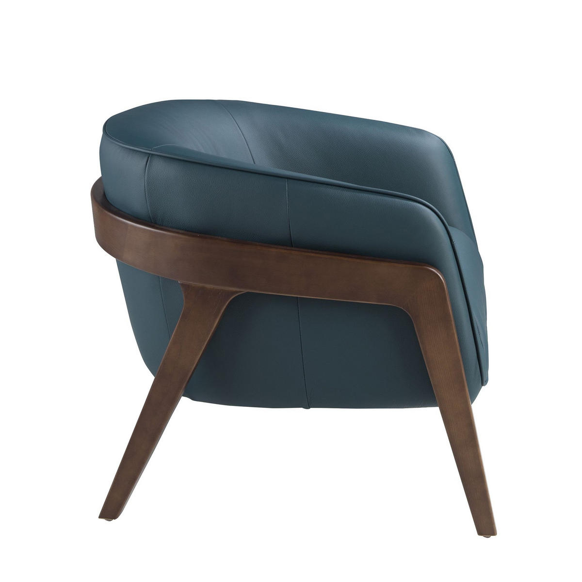 SESSEL in Petrolblau 82/87/73 cm - Walnussfarben/Petrol, Leder/Holz (82/73/87cm) - ANGEL CERDA