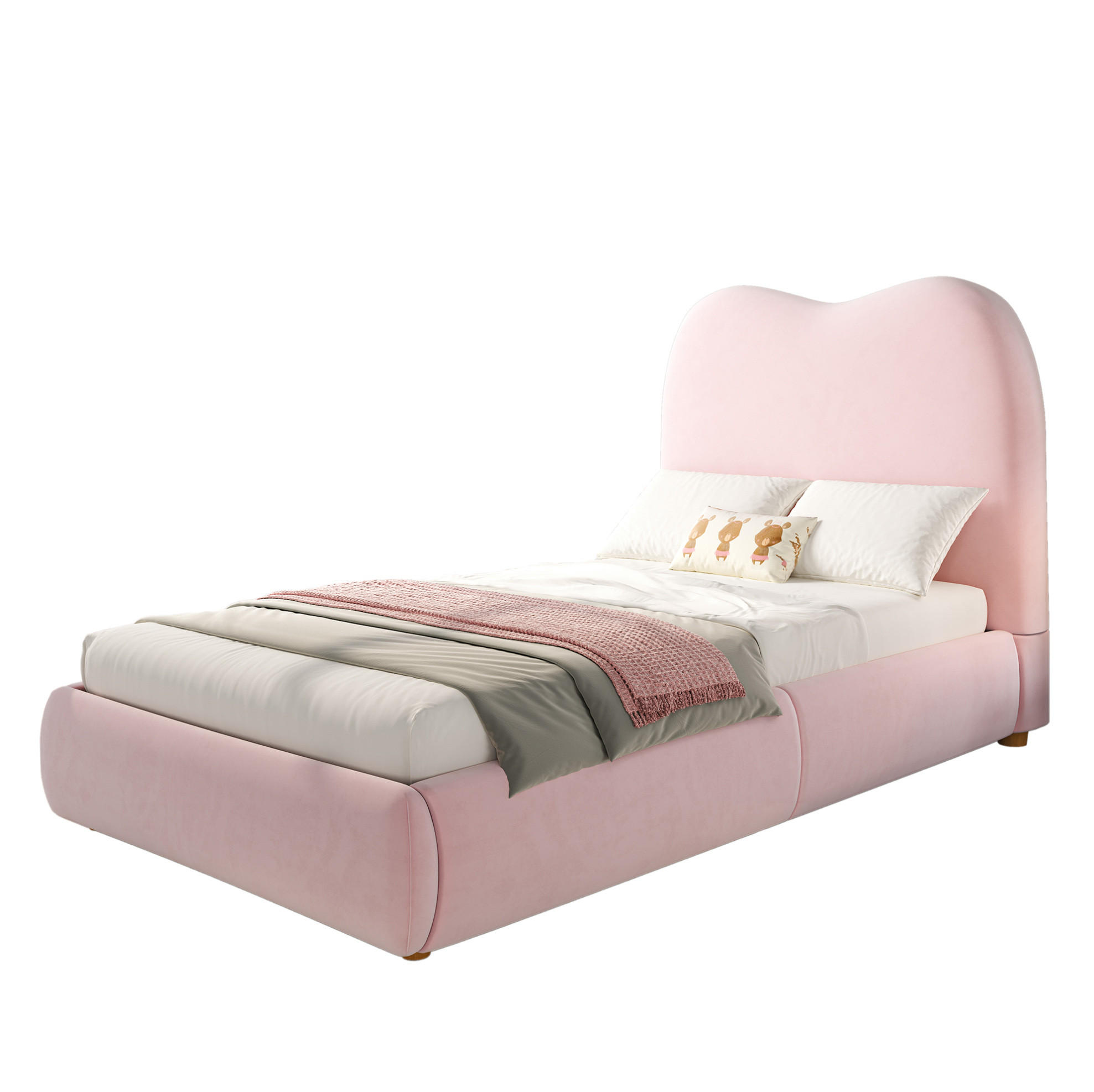 POLSTERBETT 90/200 cm Rosa aus Samt mit Bettkasten und Lattenrost - Rosa, Textil (90/200cm) - Flora Grace