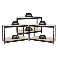 WERKBANK Tiger 3er-Set mit 3x 300 kg pro Fachboden 90x140x60 cm Schwarz - Schwarz, Metall (420/90/60cm) - PROREGAL