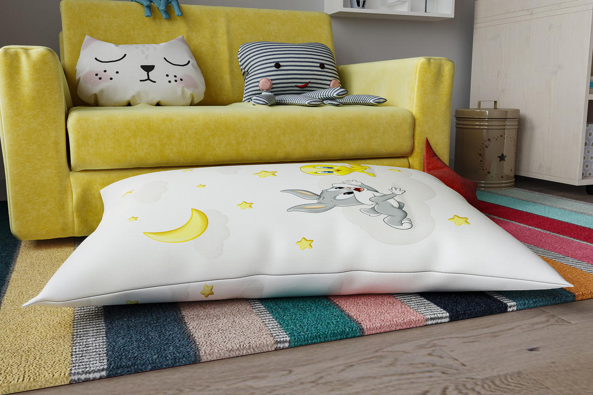 KINDER-SITZSACK - Looney Tunes - Gelb/Hellgrau, Textil (100/25/135cm) - Green Bean