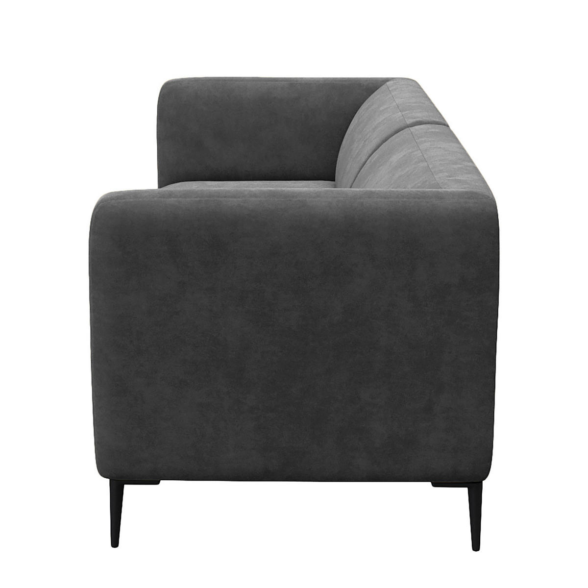 3-SITZER SOFA - Schwarz/Grau, Textil/Metall (205/74/88cm) - home24