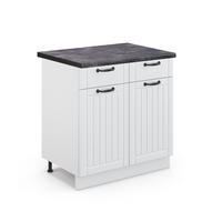 KÜCHENUNTERSCHRANK Fame-Line Weiß Landhaus 80 cm, AP Anthrazit - Weiß, Holzwerkstoff (80/82/60cm) - Vicco
