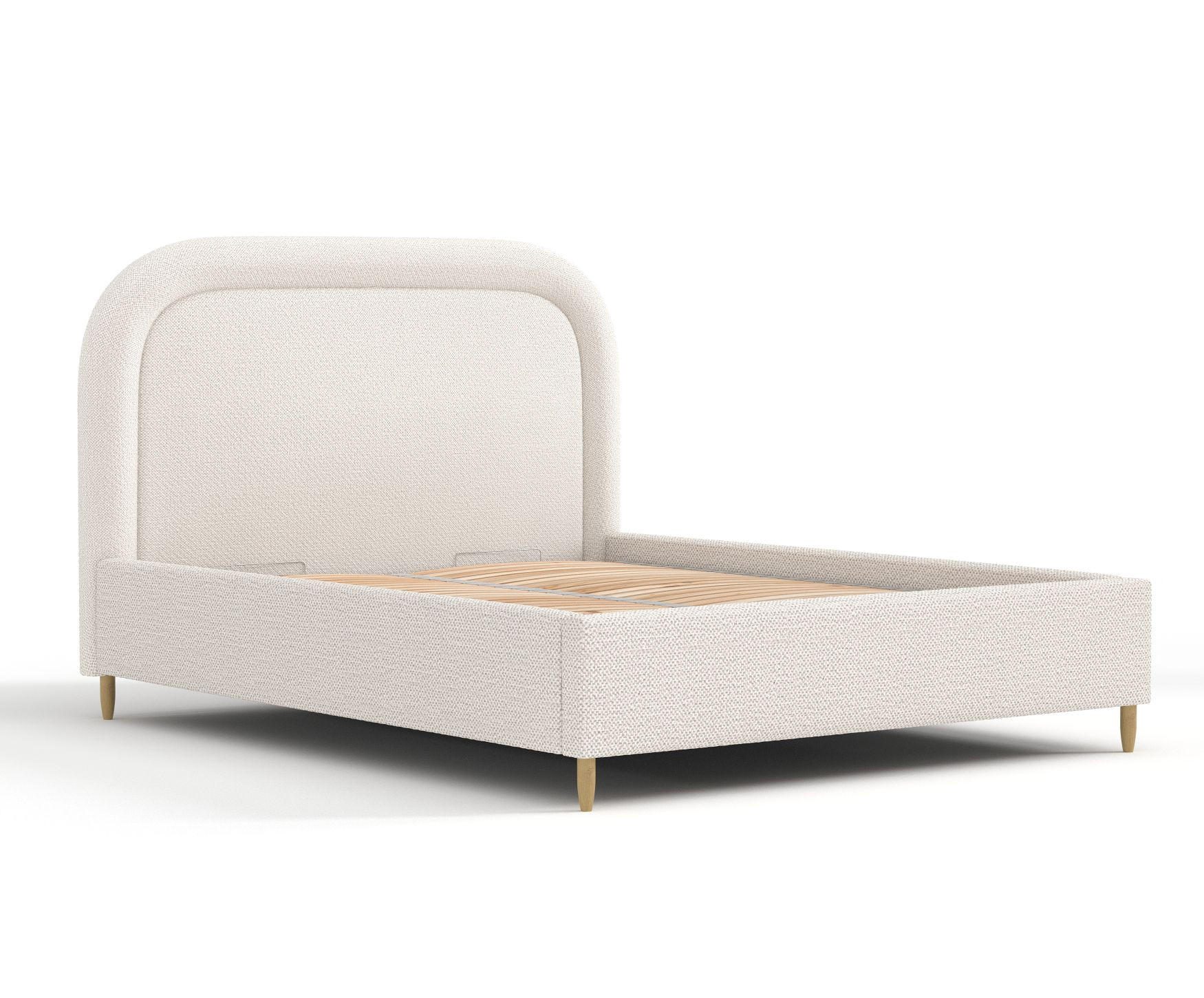POLSTERBETT Mija Creme 120/200 cm im Chenille-Stoff - Creme/Naturfarben, Holz/Holzwerkstoff (120/200cm) - Maison de Reve